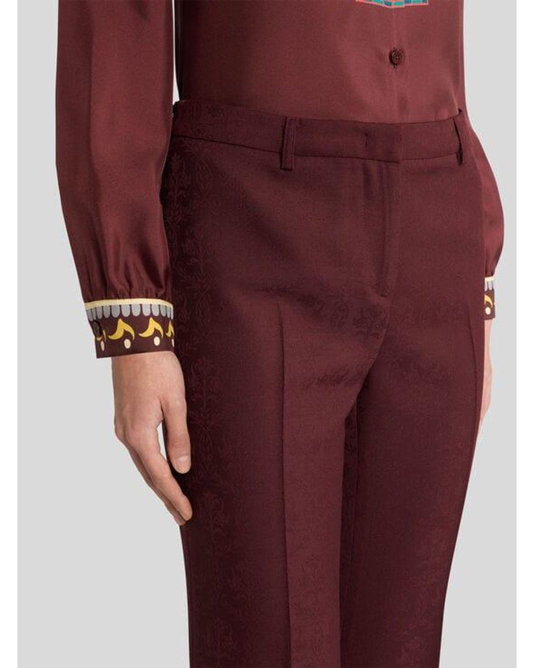Etro Purple Cool Wool Jacquard Trousers