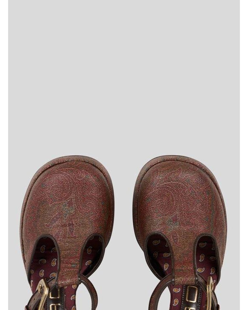 Etro Brown Paisley Mary Jane Sandals