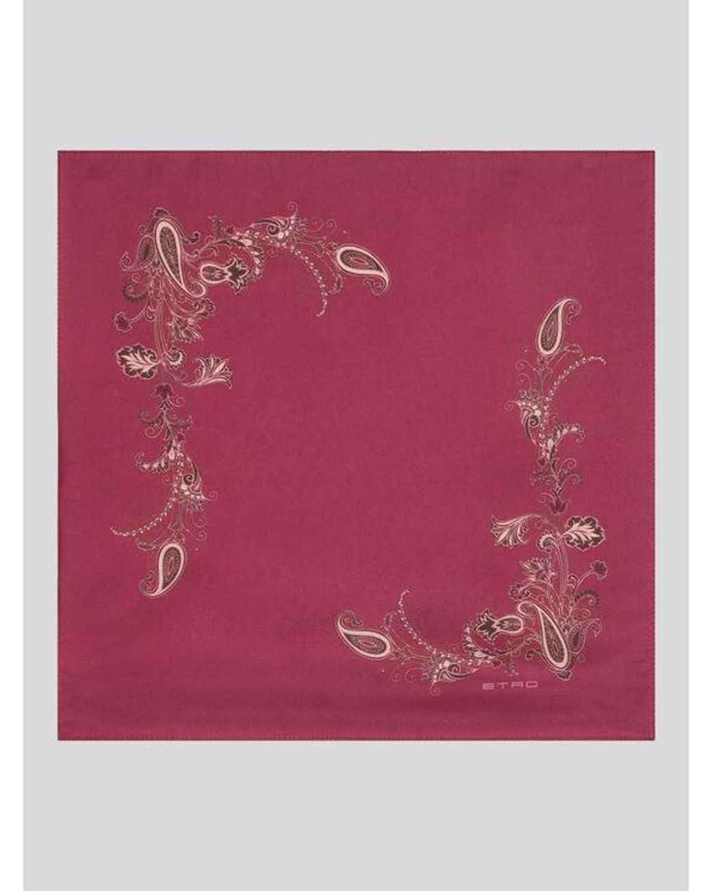 Etro Red Printed Silk Pocket Square for men