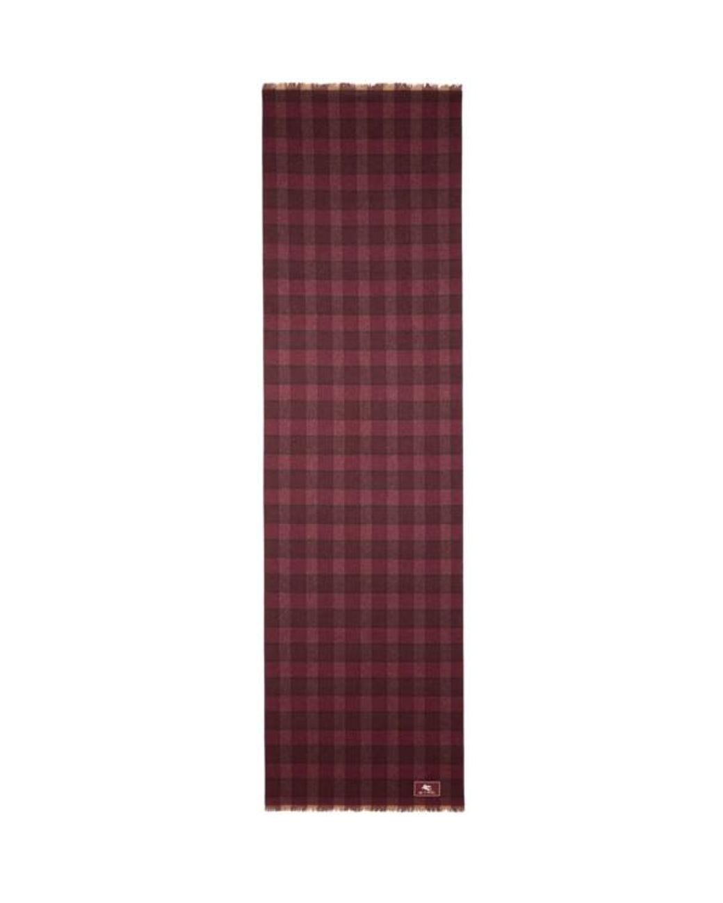 Etro Purple Wool And Cashmere Scarf With Check Motif for men
