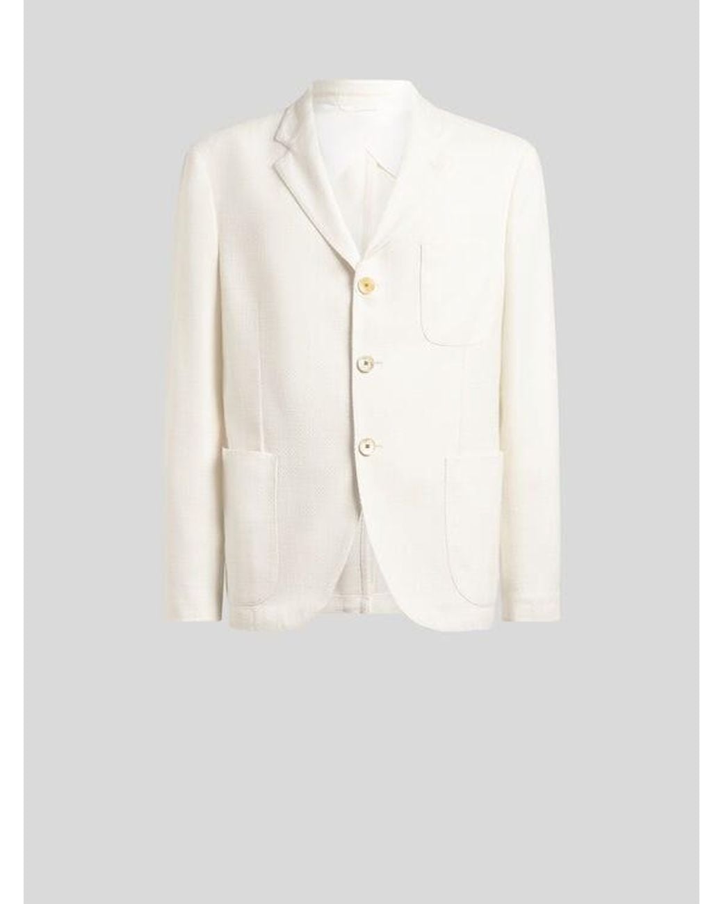 Etro White Single-Breasted Cotton-Blend Jacket for men