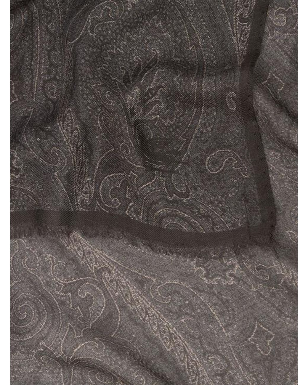 Etro Brown Paisley Scarf for men