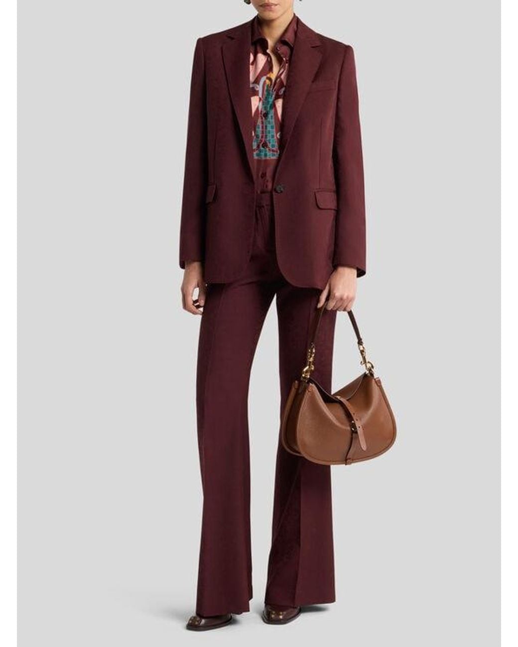 Etro Purple Cool Wool Jacquard Trousers
