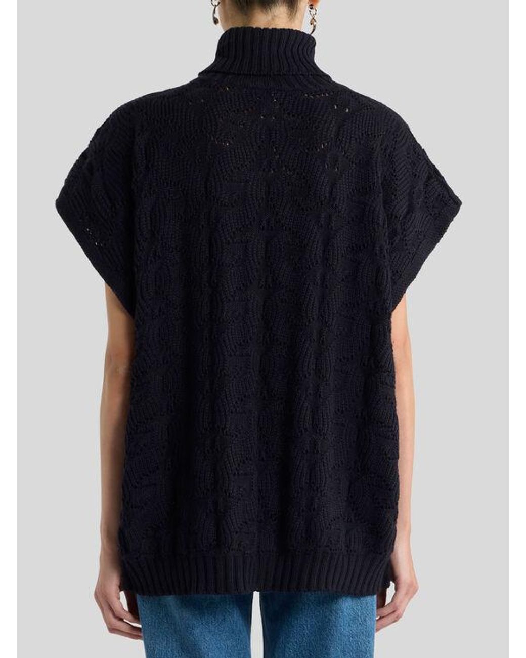Etro Black Wool-Blend Turtleneck Sweater With Paisley Detailing