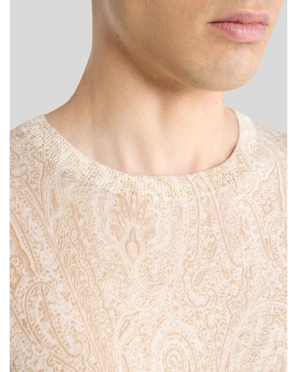 Etro White Cotton-Blend Sweater With Floral Arnica Motif for men