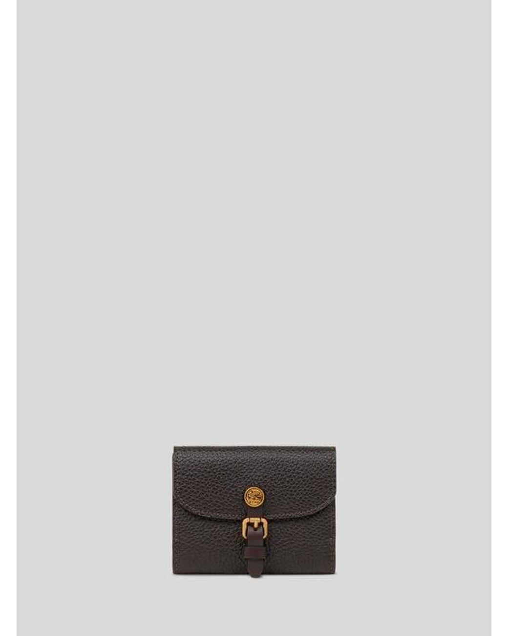 Etro White Small Tumbled Leather Pony Wallet