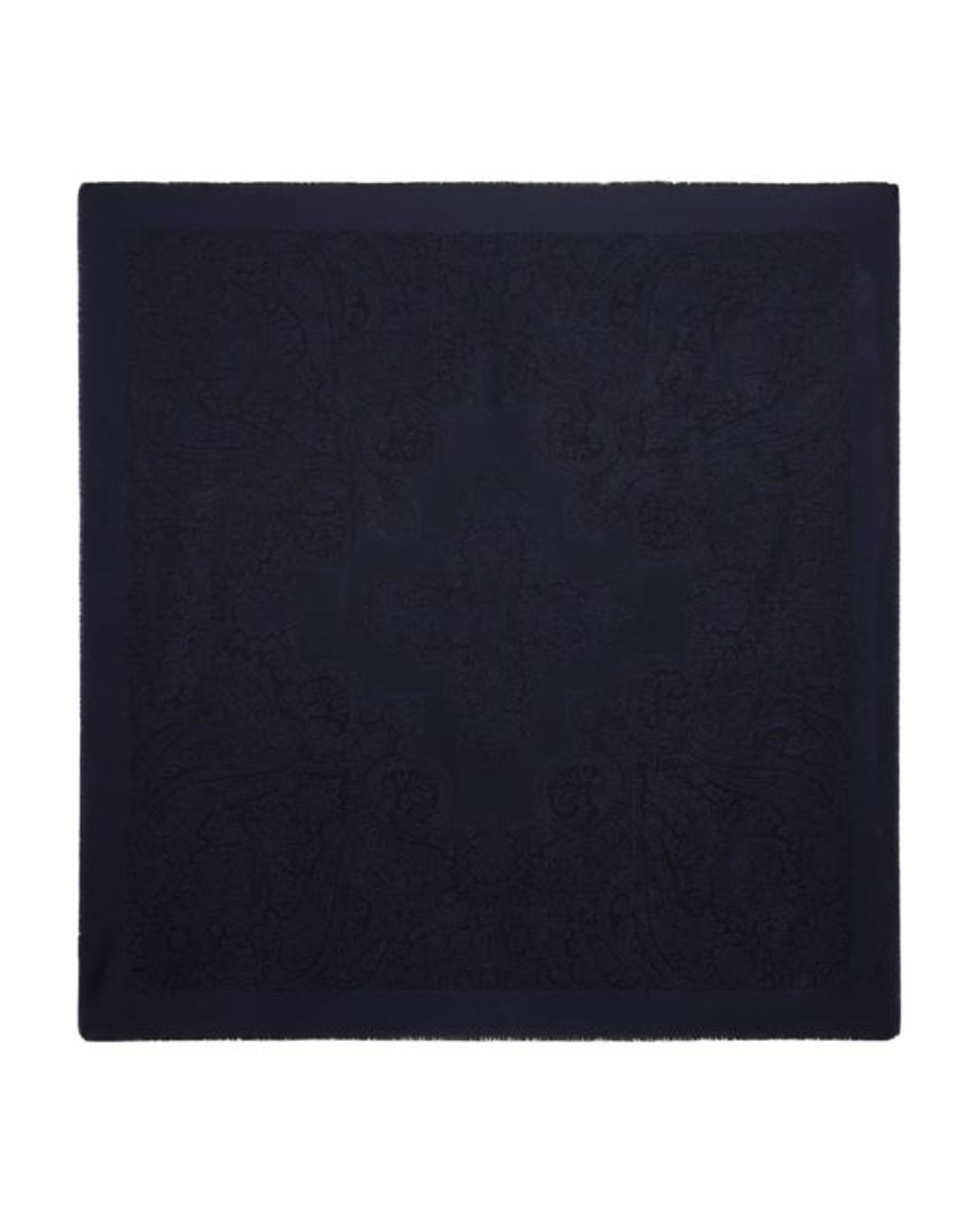 Etro Blue Wool Shawl With Jacquard Motif