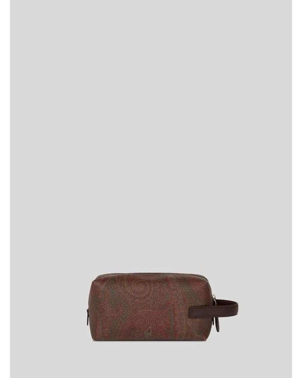 Etro Brown Small Arnica Pouch With Pegaso Embroidery for men