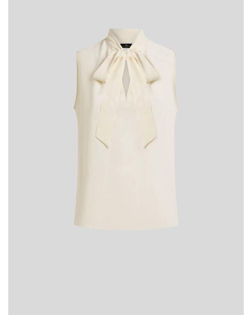 Etro White Silk-Blend Jacquard Top With Silk Scarf And Paisley Motif