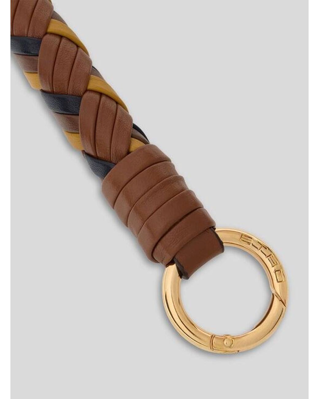 Etro Brown Woven Leather Bag Handle