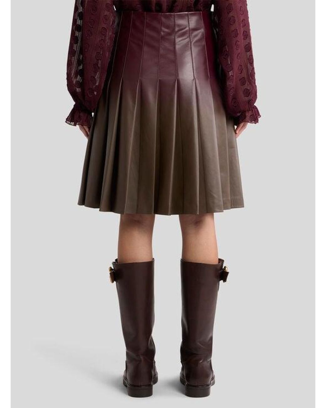 Etro Brown Short Pleated Skirt