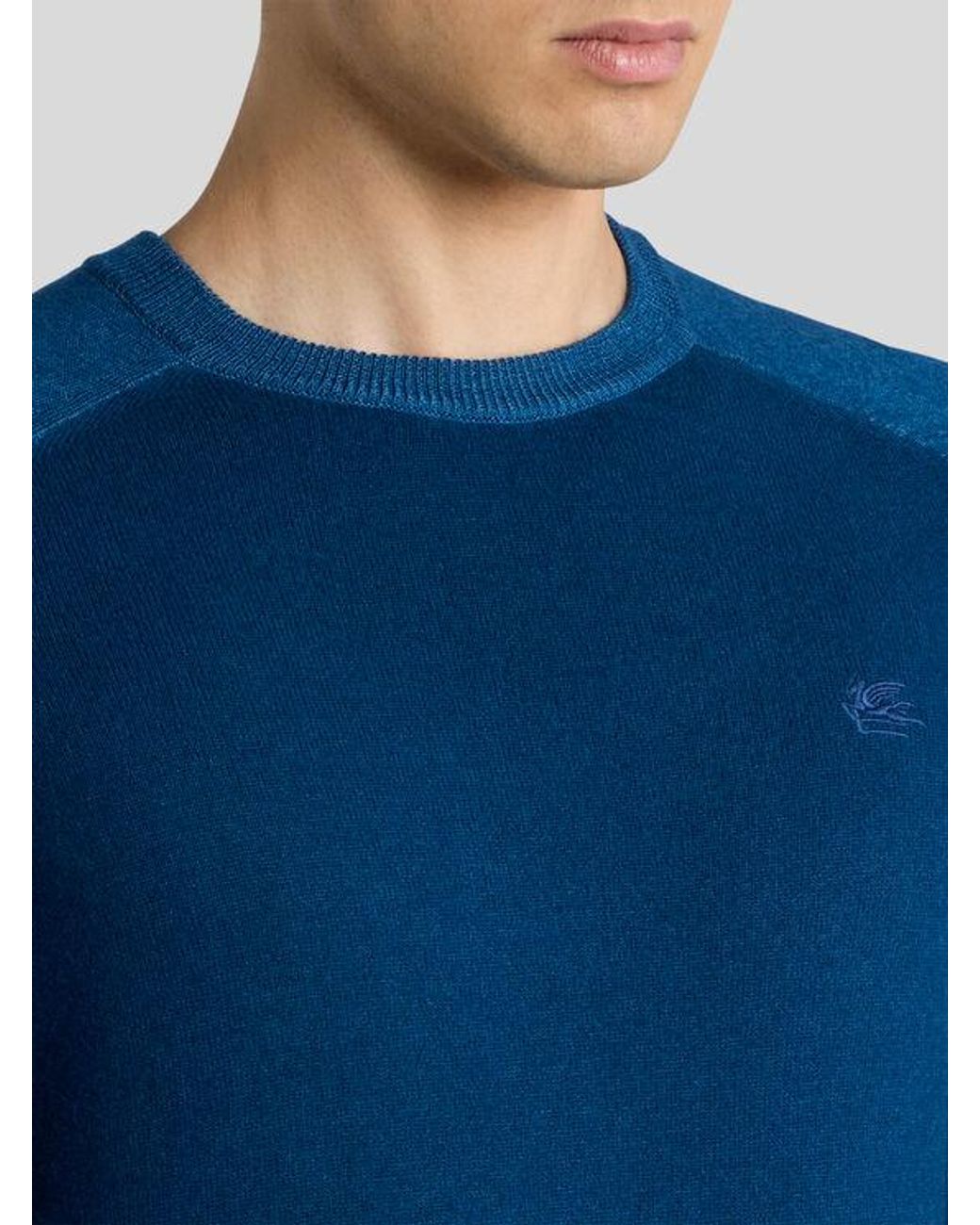 Etro Blue Wool Sweater With Pegaso Logo for men