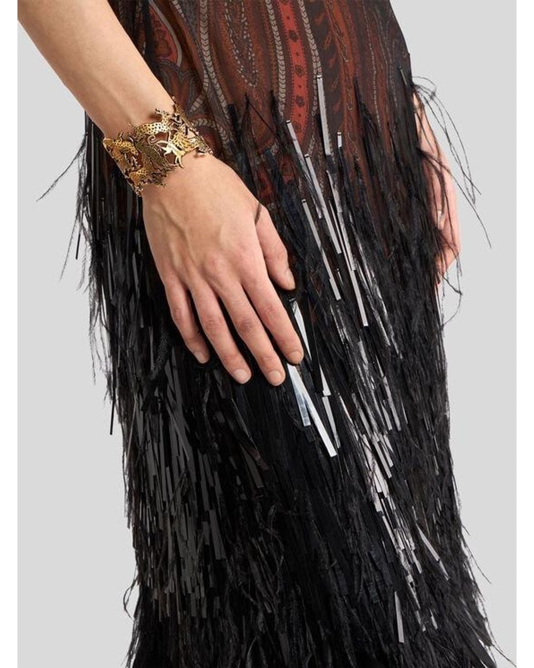 Etro White Cuff Bracelet With Animals