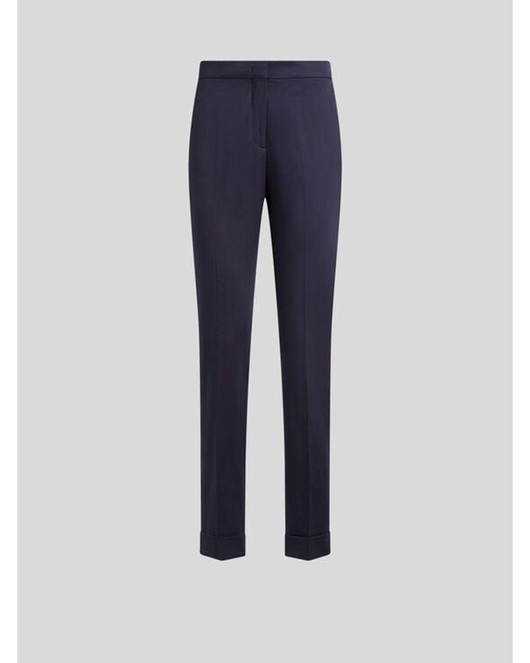 Etro Blue Cropped Stretch Cotton Trousers