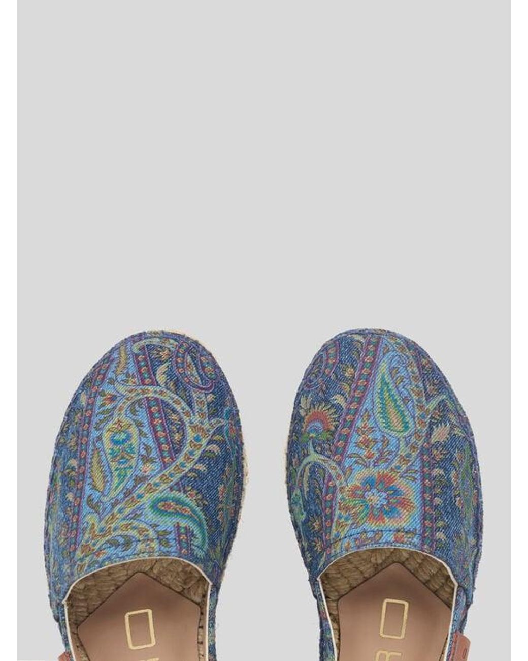 Etro Blue Jacquard Denim Espadrilles