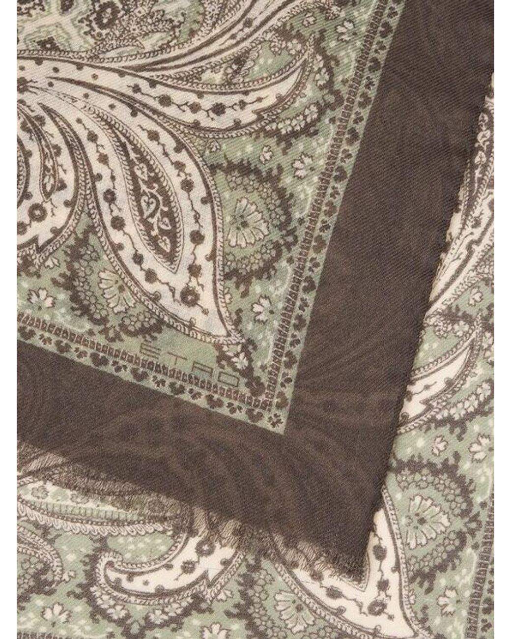 Etro Natural Wool Scarf With Tie Motif And Paisleys for men