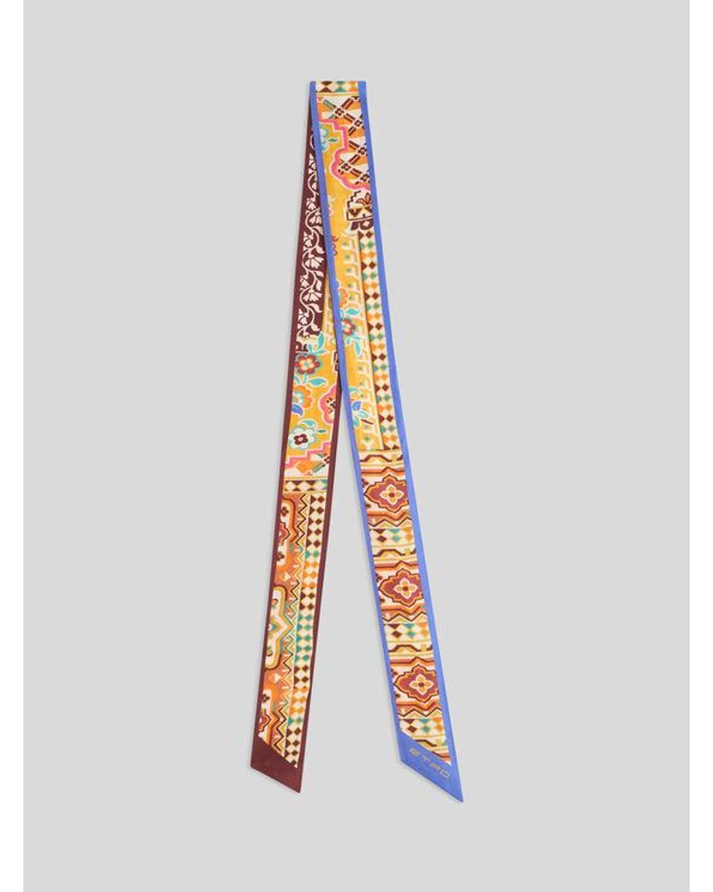 Etro White Schmaler Schal Aus Bedruckter Seide, Damen