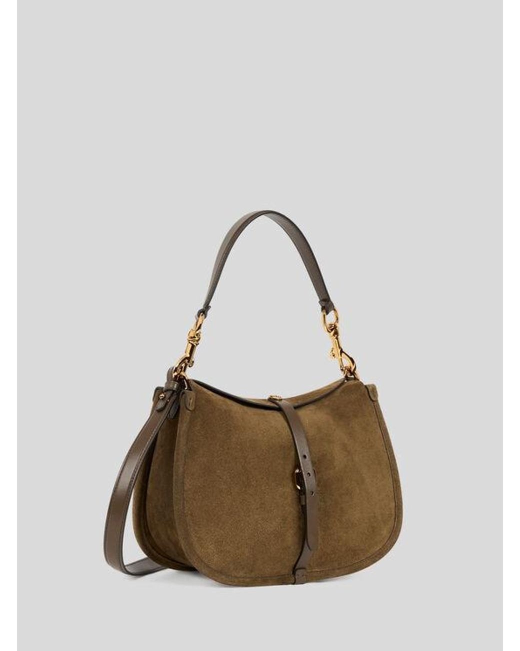 Etro Brown Medium Suede Pony Bag
