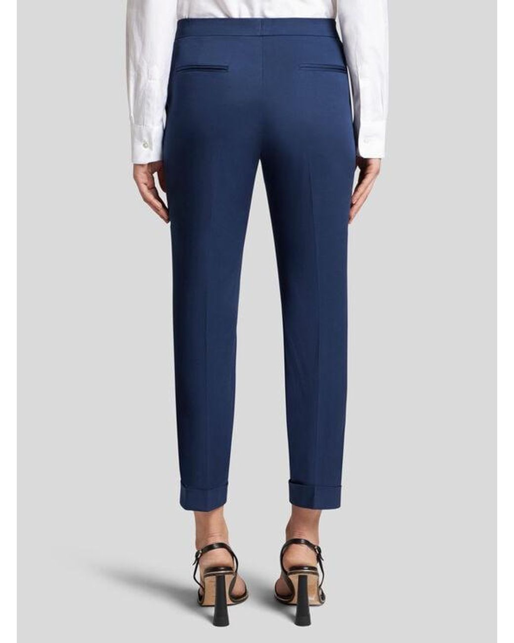 Etro Blue Cropped Stretch Cotton Trousers