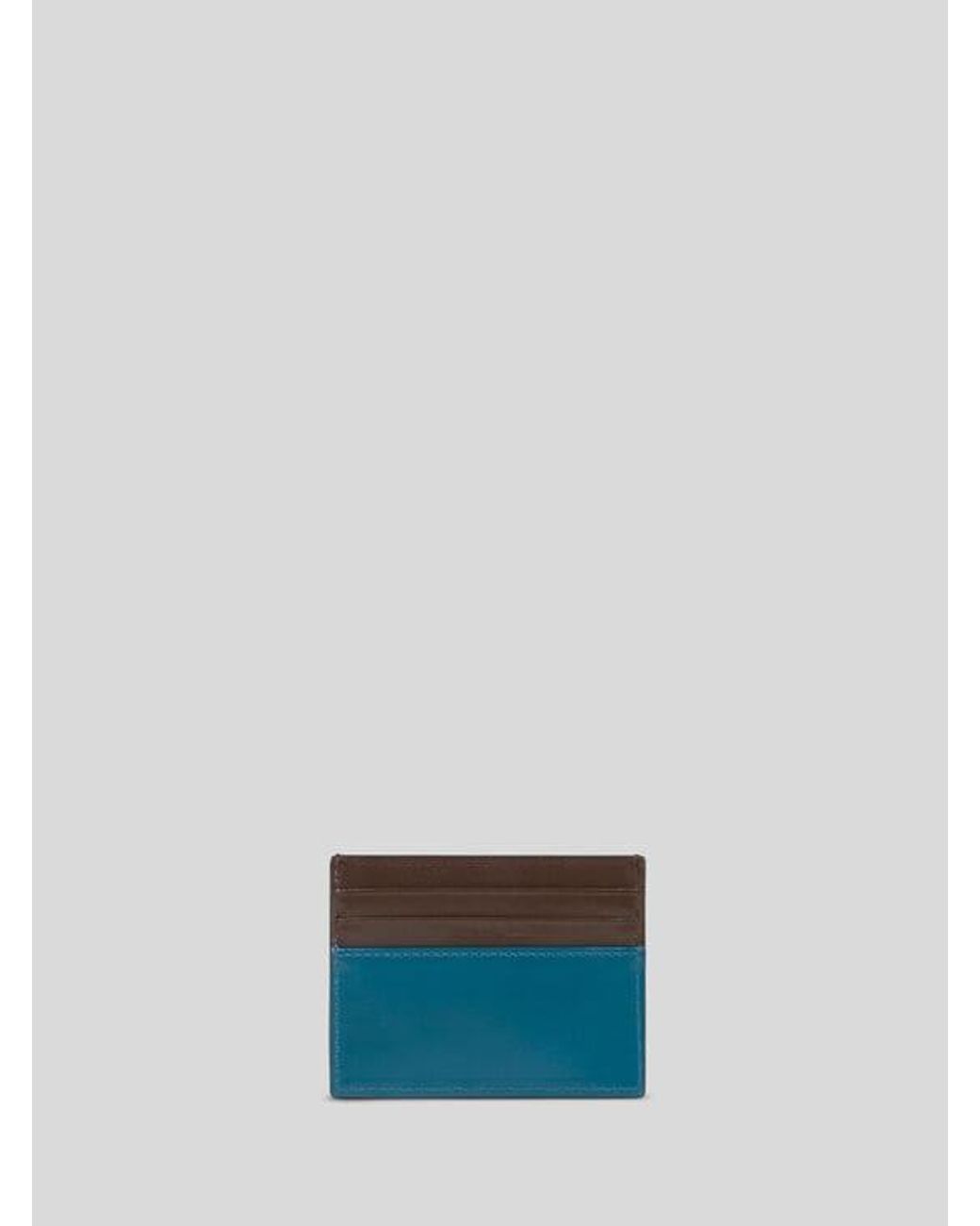 Etro Blue Two-Tone Leather Card Holder