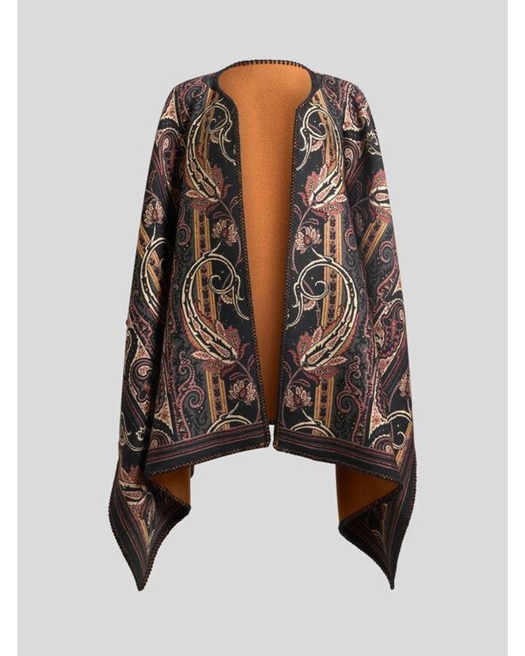 Etro Brown Reversible Wool-Blend Cloth Cape