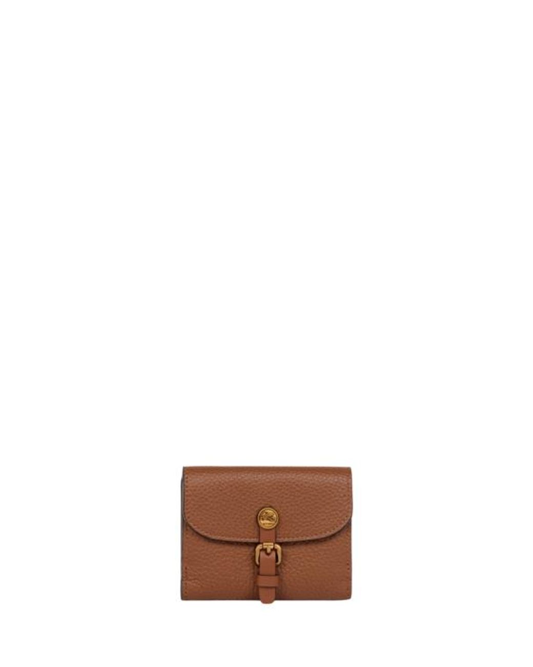 Etro Brown Small Tumbled Leather Pony Wallet