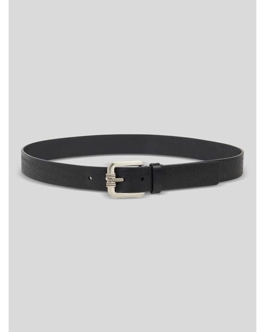 Etro Black Leather Belt With Engraved Motif for men