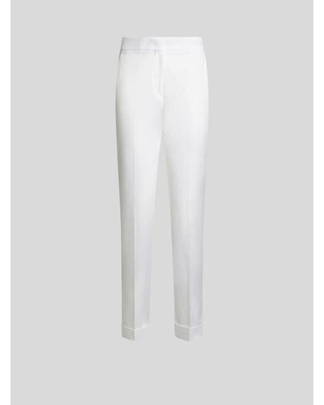 Etro White Cropped Stretch Cotton Trousers