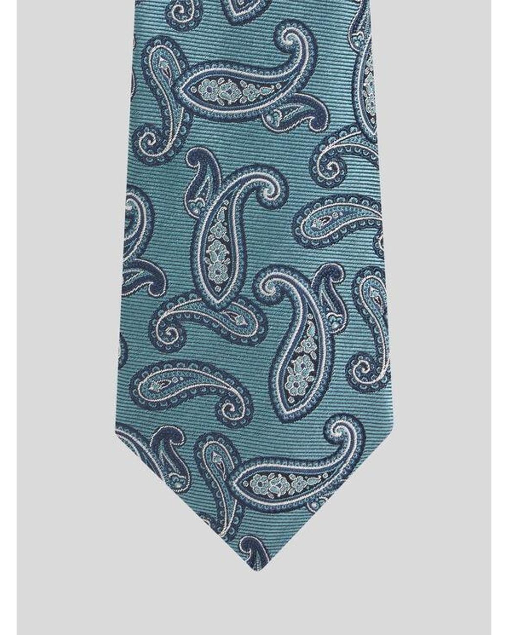 Etro Blue Silk Jacquard Tie With Two Motifs for men