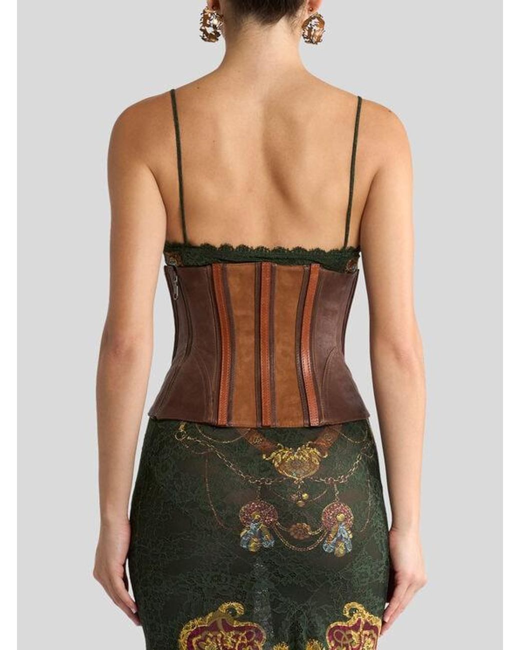 Etro White Washed Leather Corset Belt