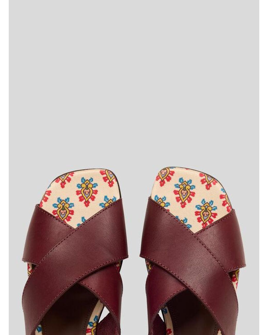 Etro Brown Low Leather Sandals With Crossover Detail