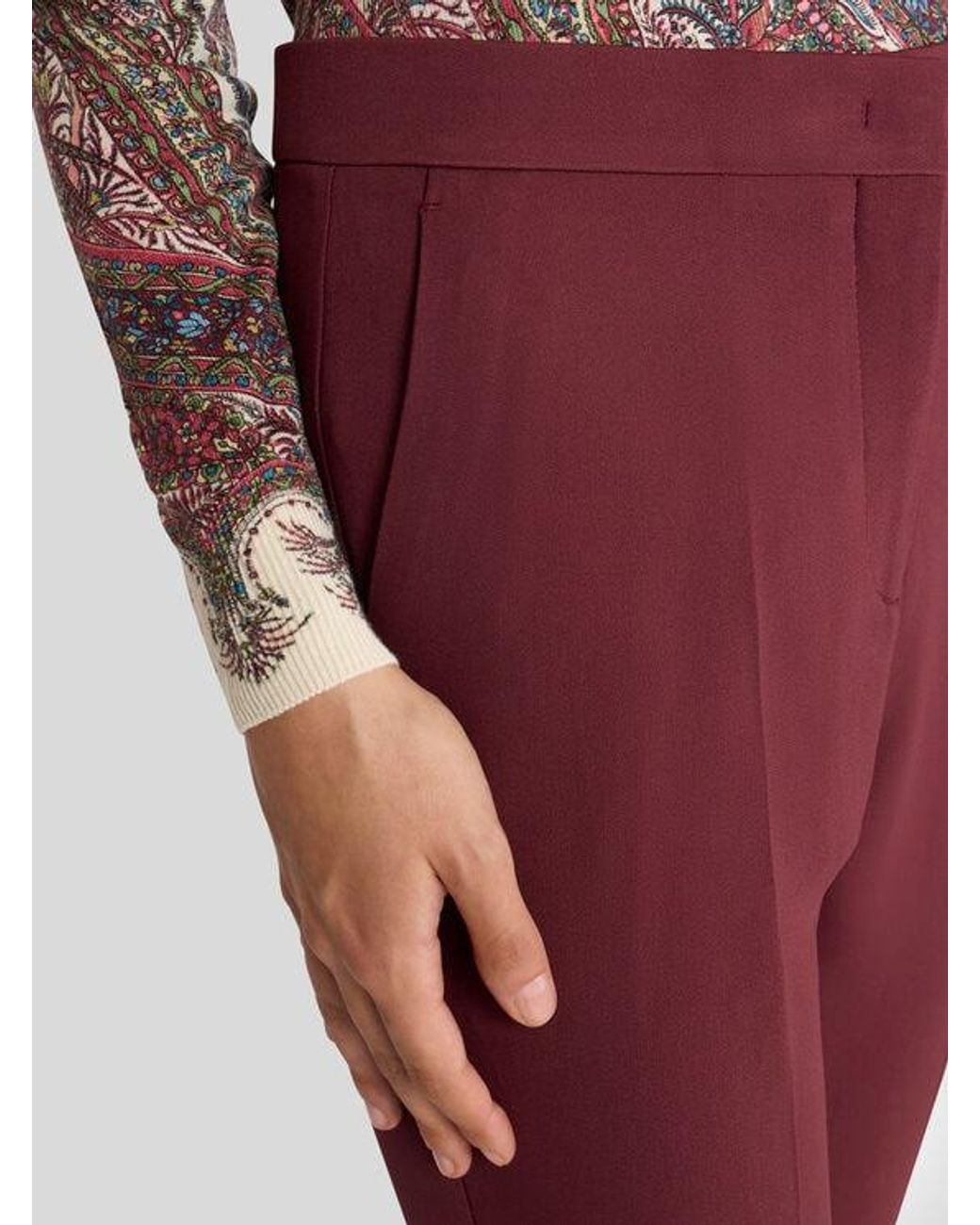 Etro Red Cady Cigarette Trousers
