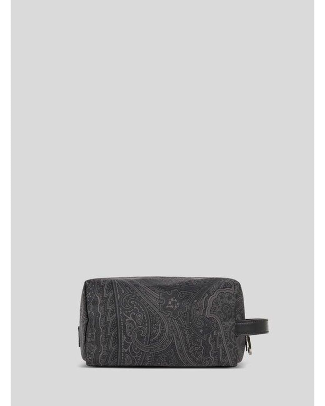 Etro Gray Small Nylon Pouch With Handle And Arnica Motif for men