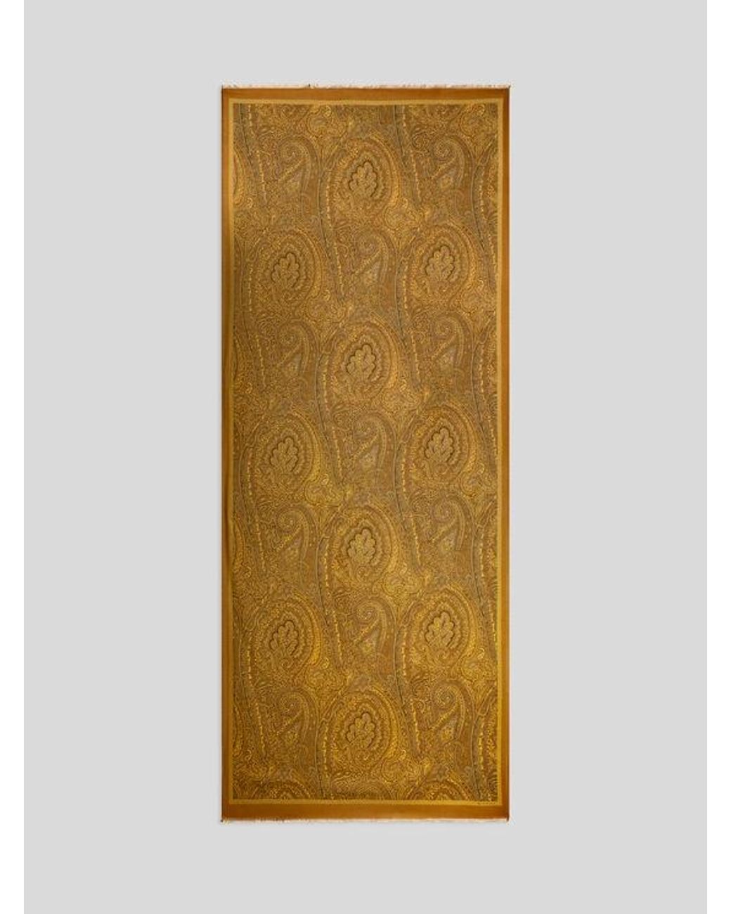 Etro Yellow Modal And Cashmere Scarf With Arnica Motif