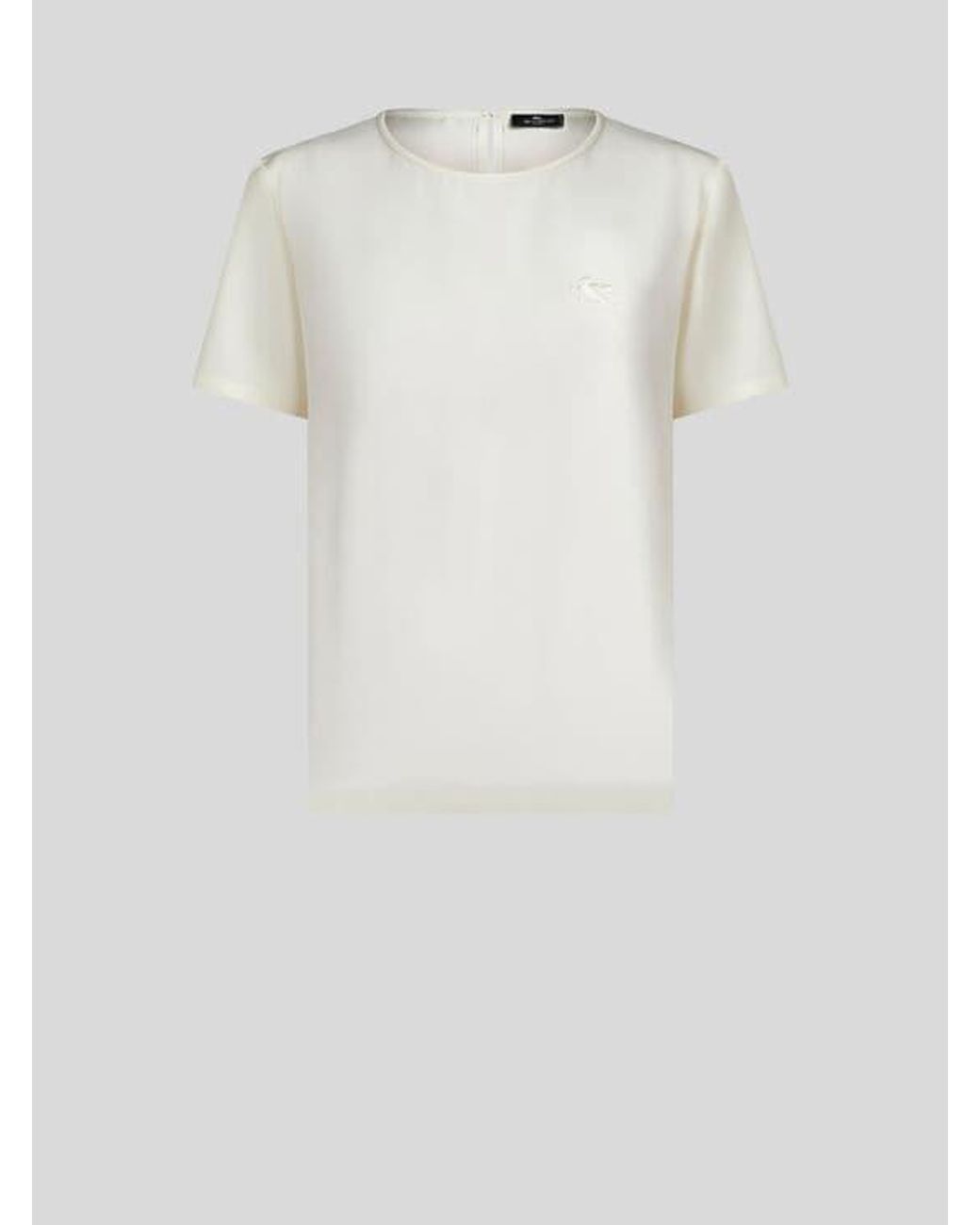 Etro White Crepe De Chine T-Shirt