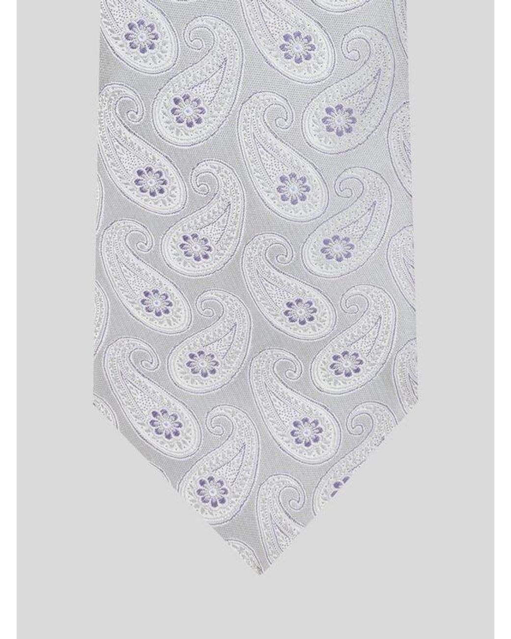 Etro White Silk Jacquard Tie With Paisley Motif for men