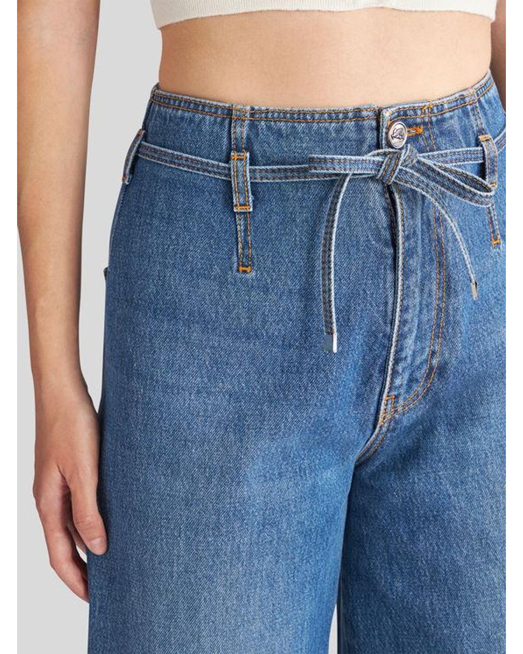 Etro Blue Culotte Jeans With Belt