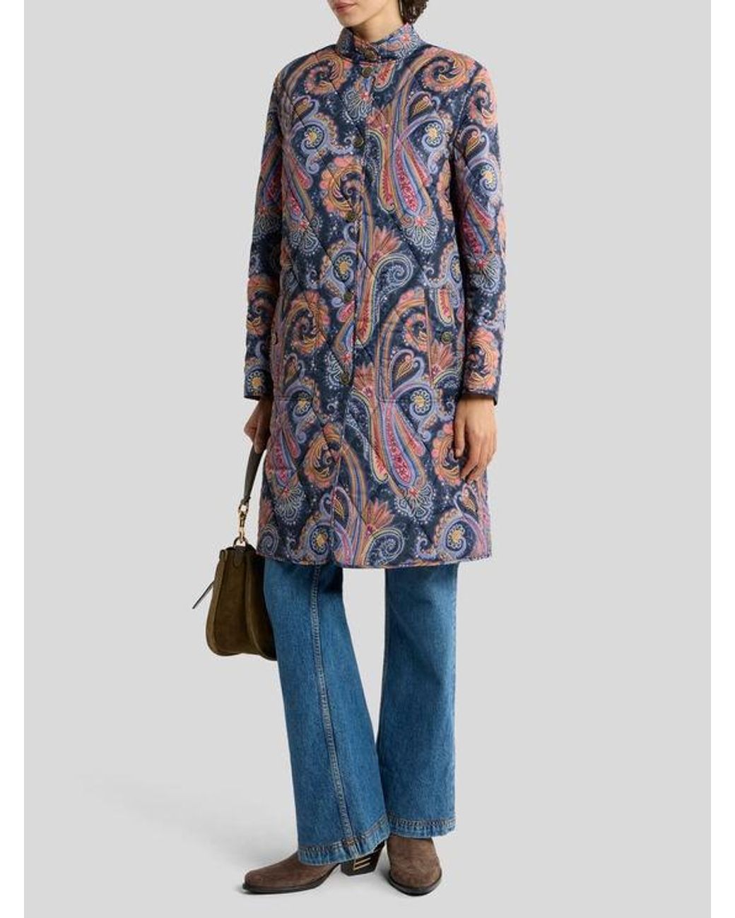 Etro Blue Quilted Paisley Coat
