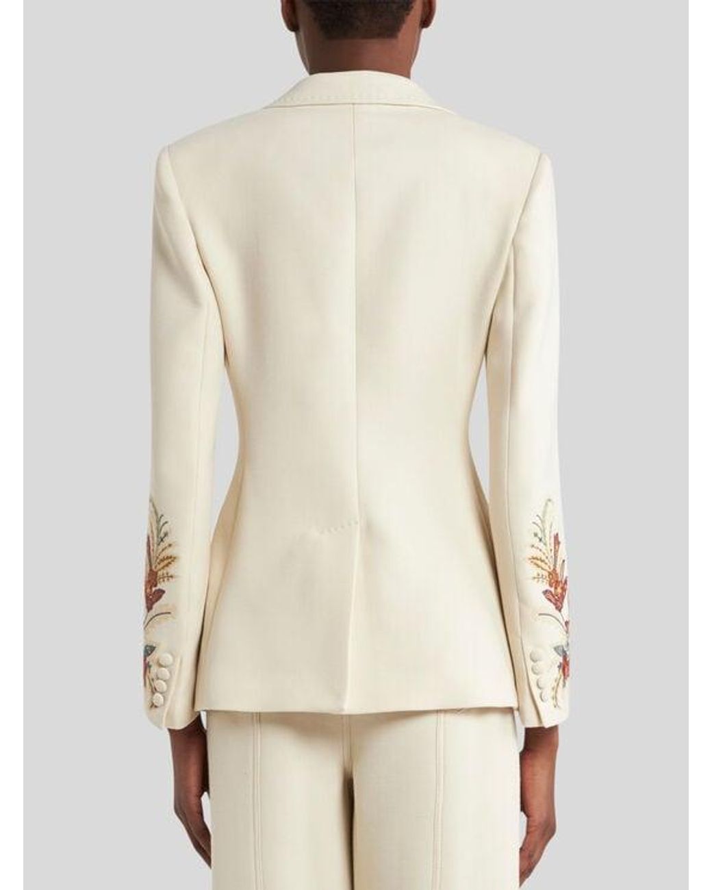 Etro White Cool Wool Jacket With Embroidery