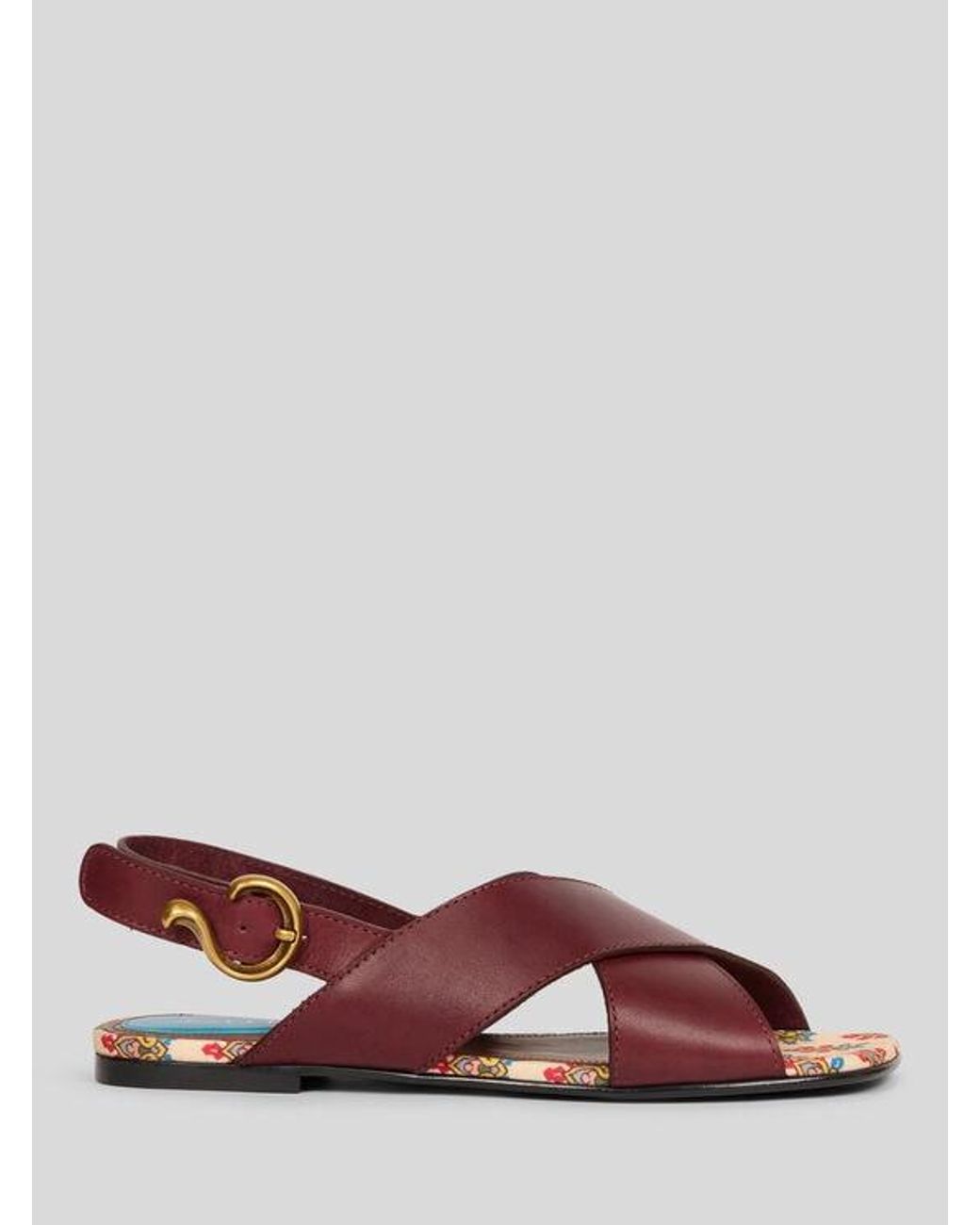 Etro Brown Low Leather Sandals With Crossover Detail