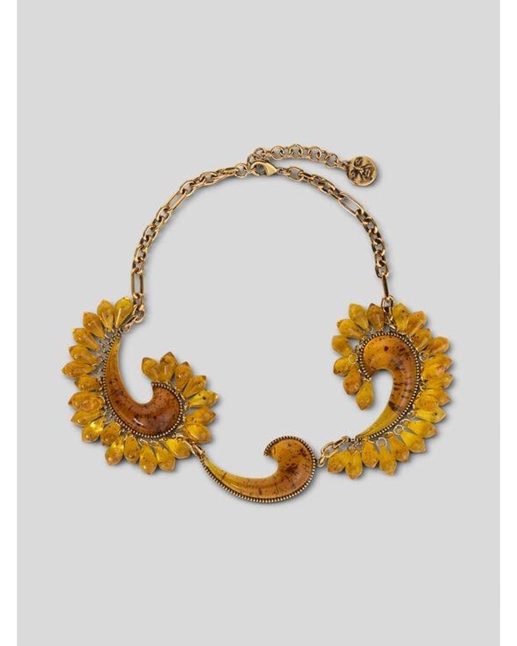 Etro Metallic Paisley Necklace With Droplets