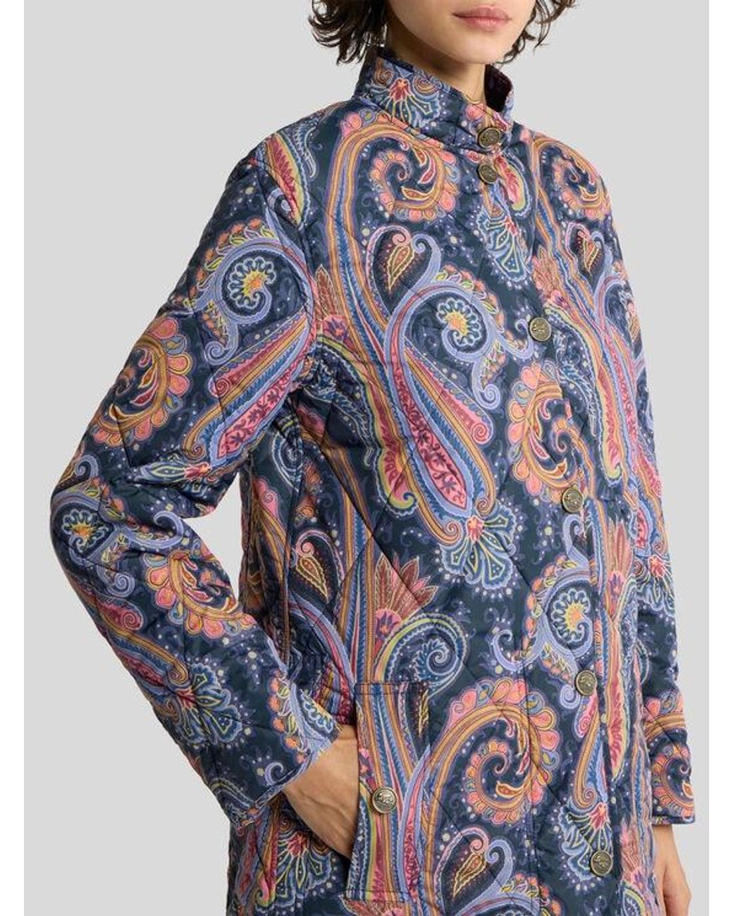 Etro Blue Quilted Paisley Coat