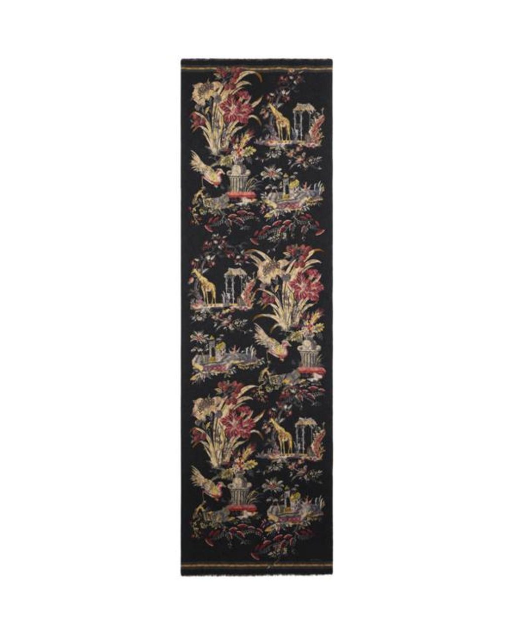 Etro Black Brushed Wool Scarf With Two Prints for men