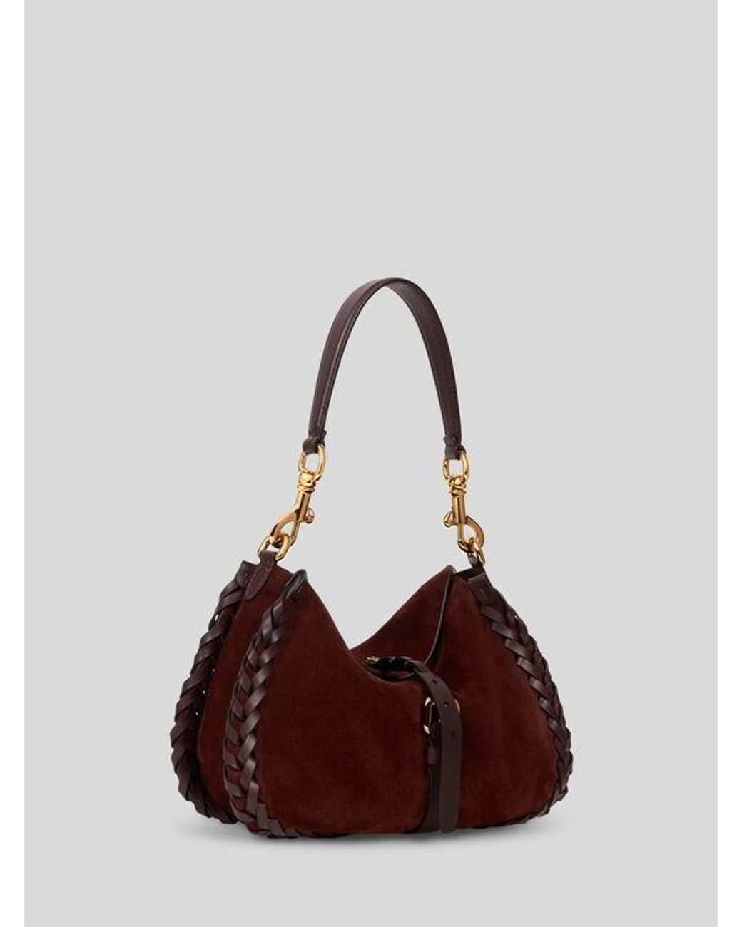 Etro Purple Medium Suede Pony Bag With Threading