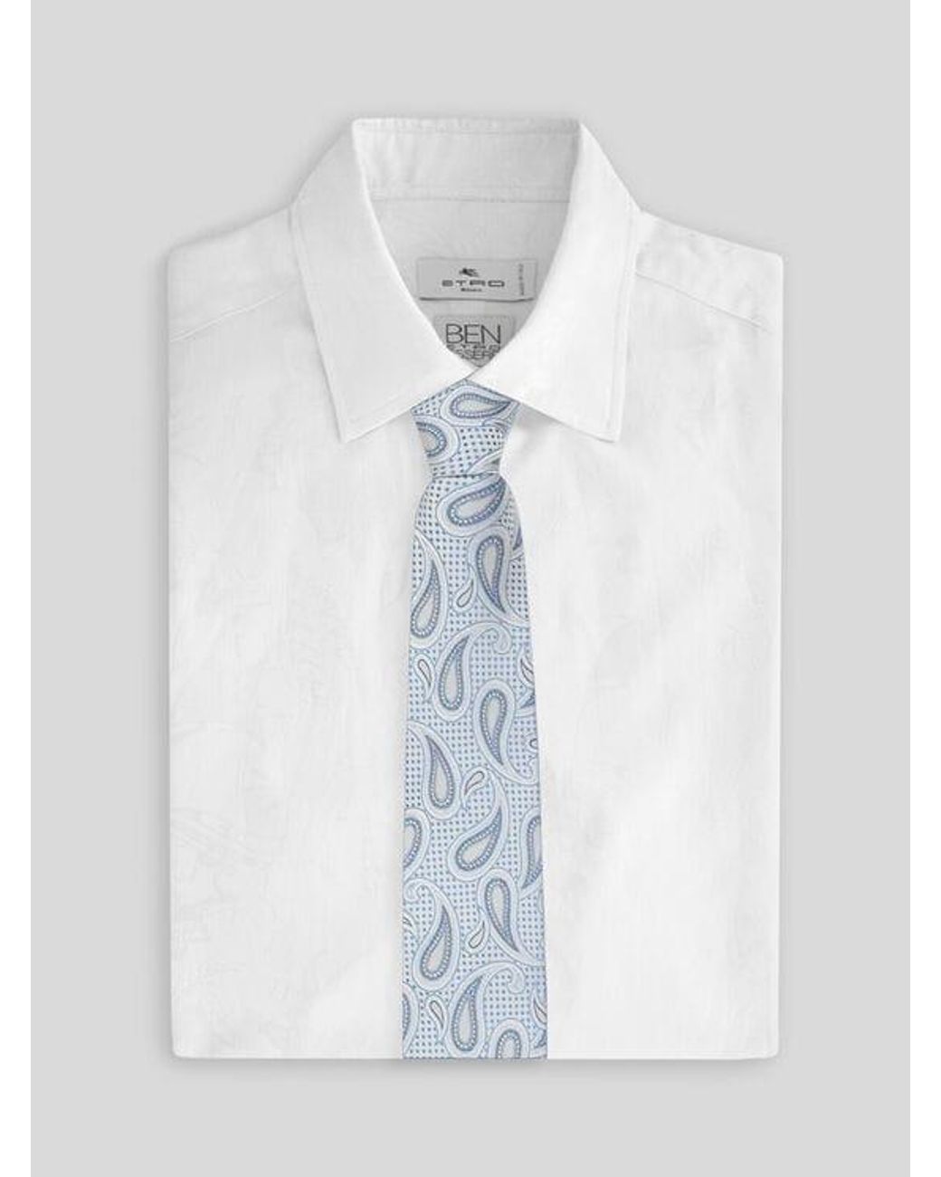 Etro Blue Polka-Dot Silk Jacquard Tie With Paisley Motif for men