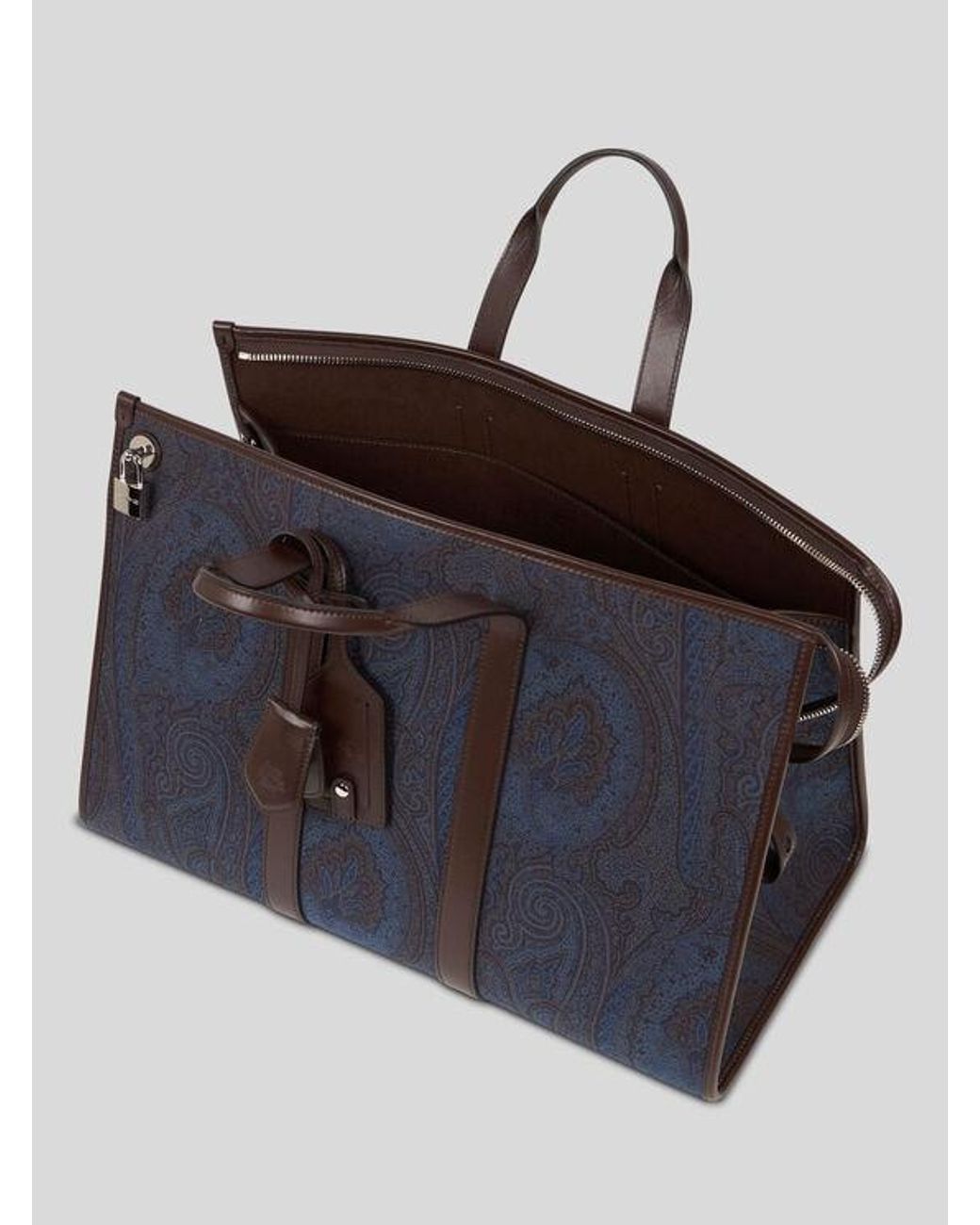 Etro Blue Essential Jacquard Travel Bag for men