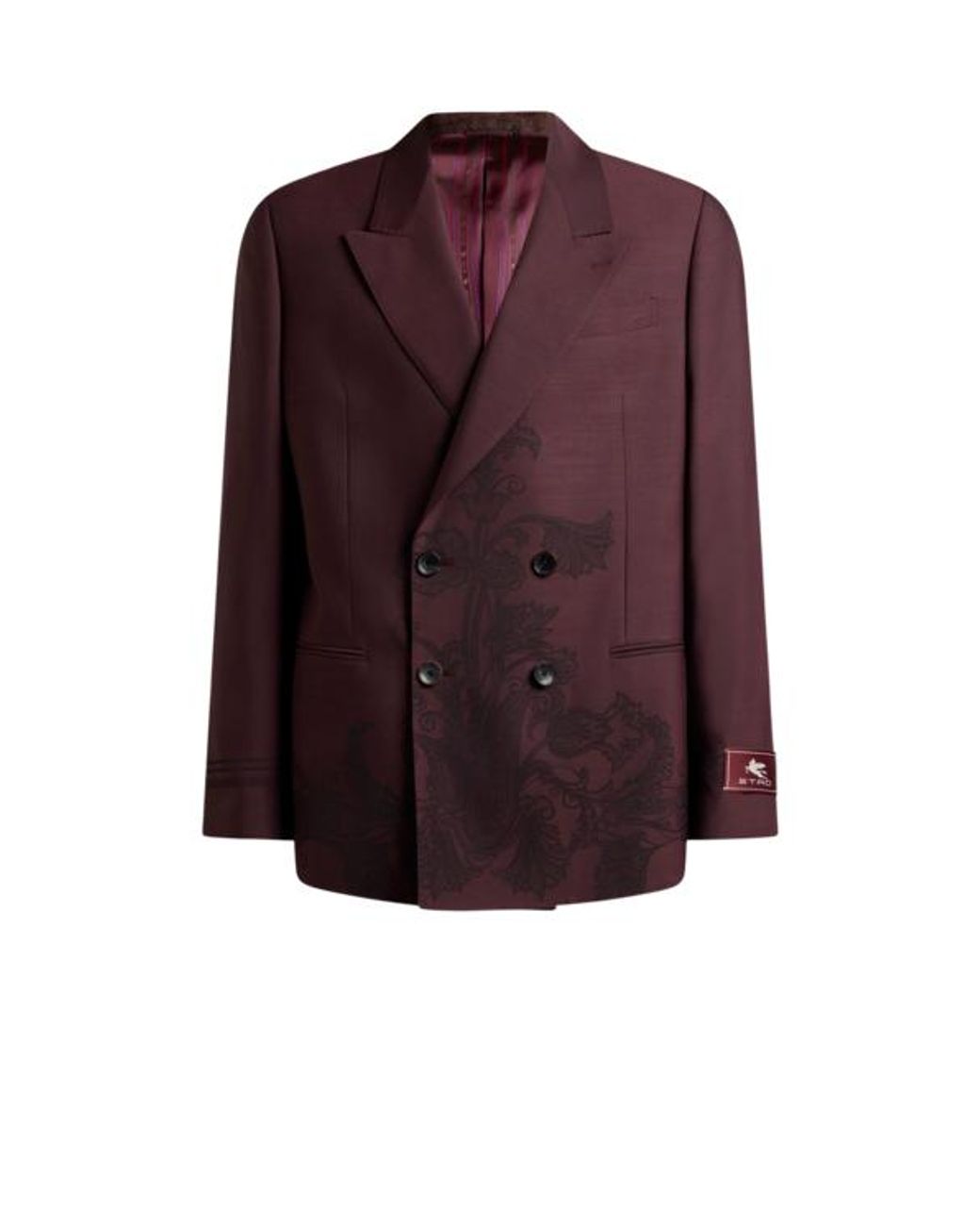 Etro Purple Double-Breasted Jacket With Placed Motif for men