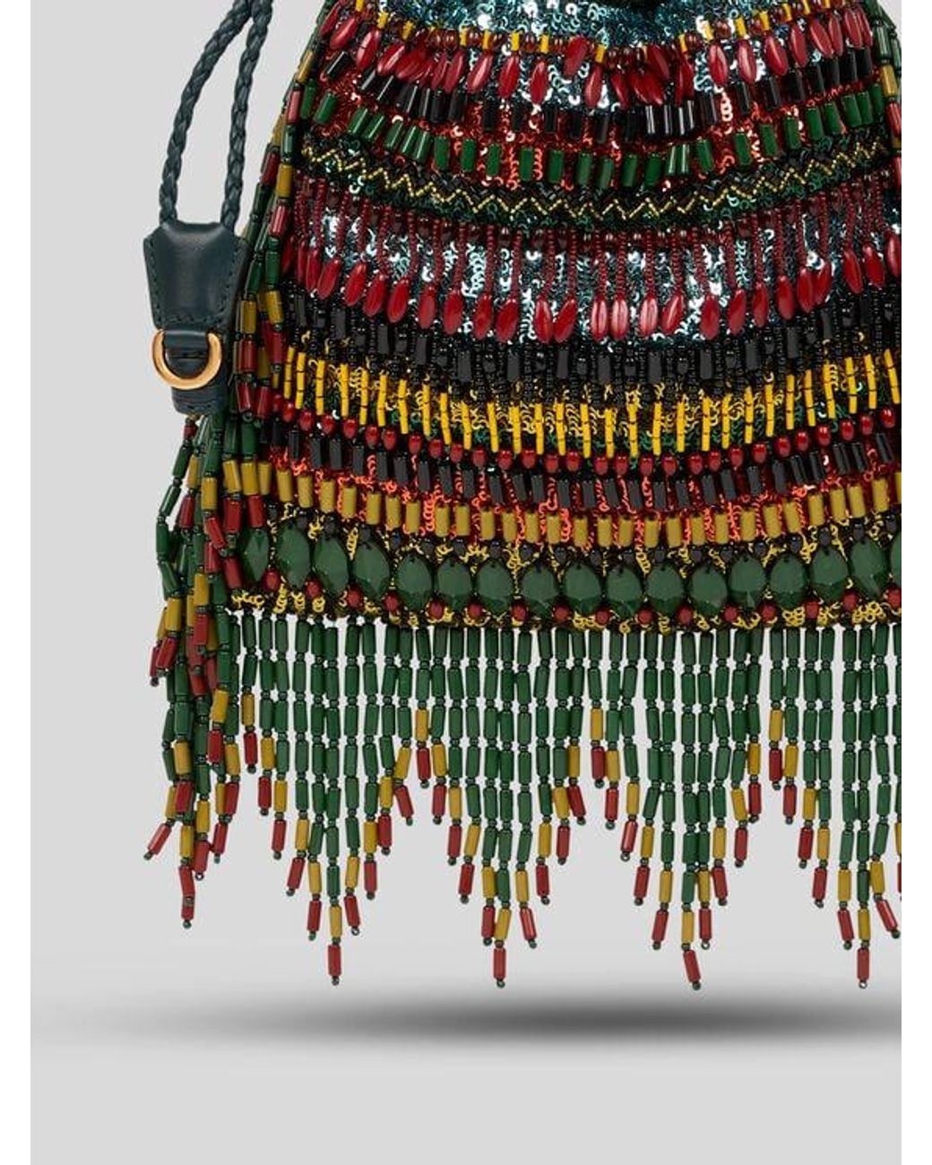 Etro Green Small Kalispera Bag With Sequins And Beads
