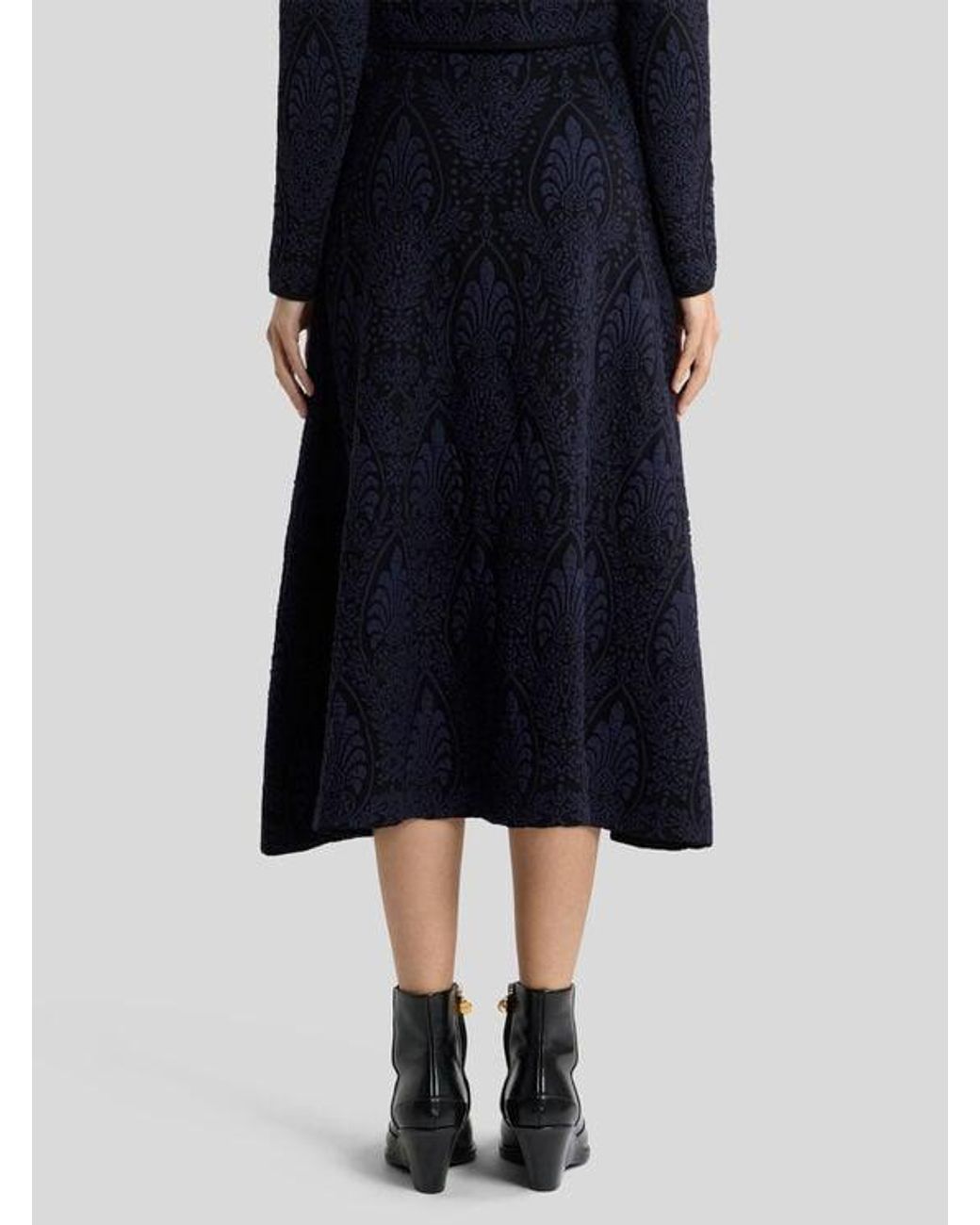 Etro Blue Jacquard Maxi Skirt With Medallion Motif