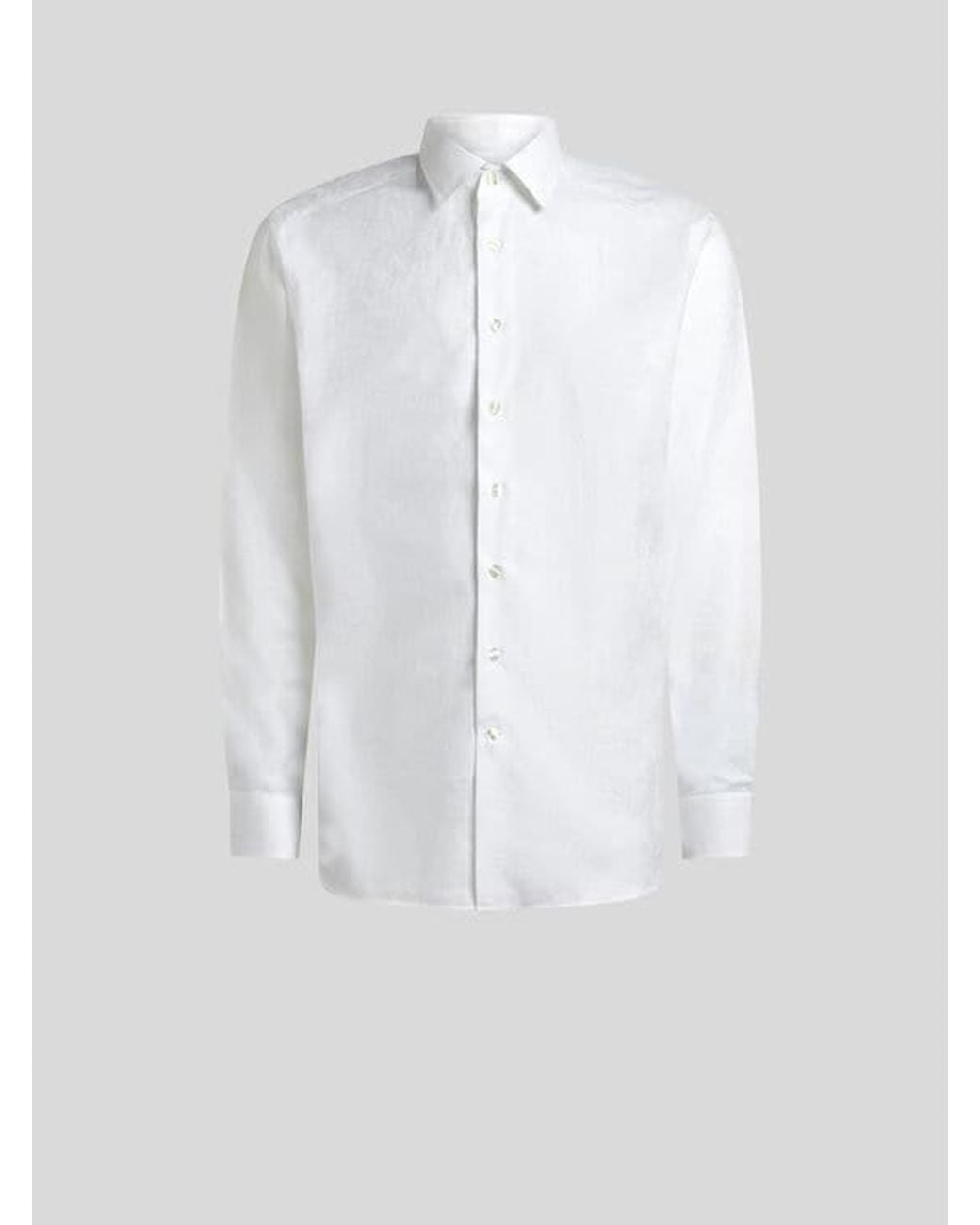 Etro White Cotton Jacquard Shirt With Paisley Foliage Motif for men